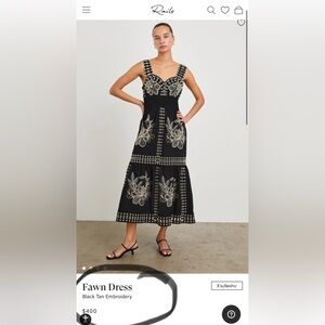 NEW Rails Fawn Dress Black Tan Embroidery medium maxi dress